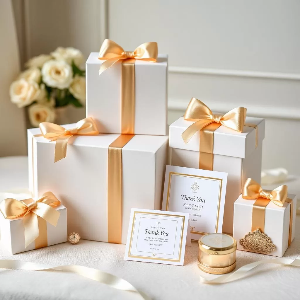 Personalized wedding gift boxes prepared for a newlywed couple in Dubai