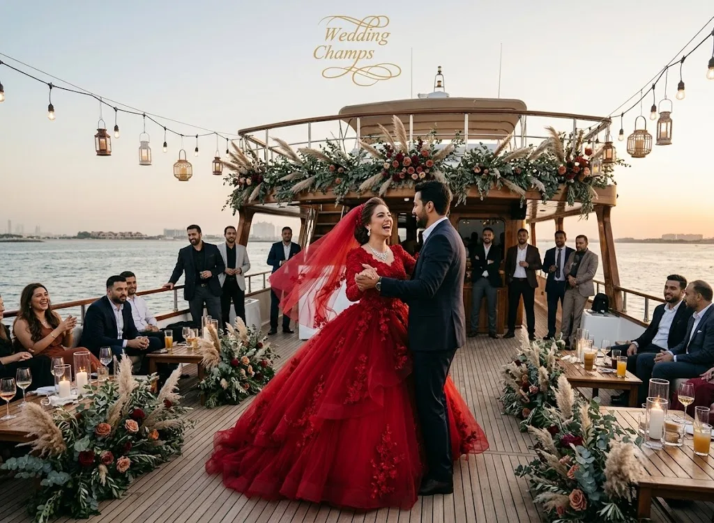 Yacht wedding at a Dubai marina